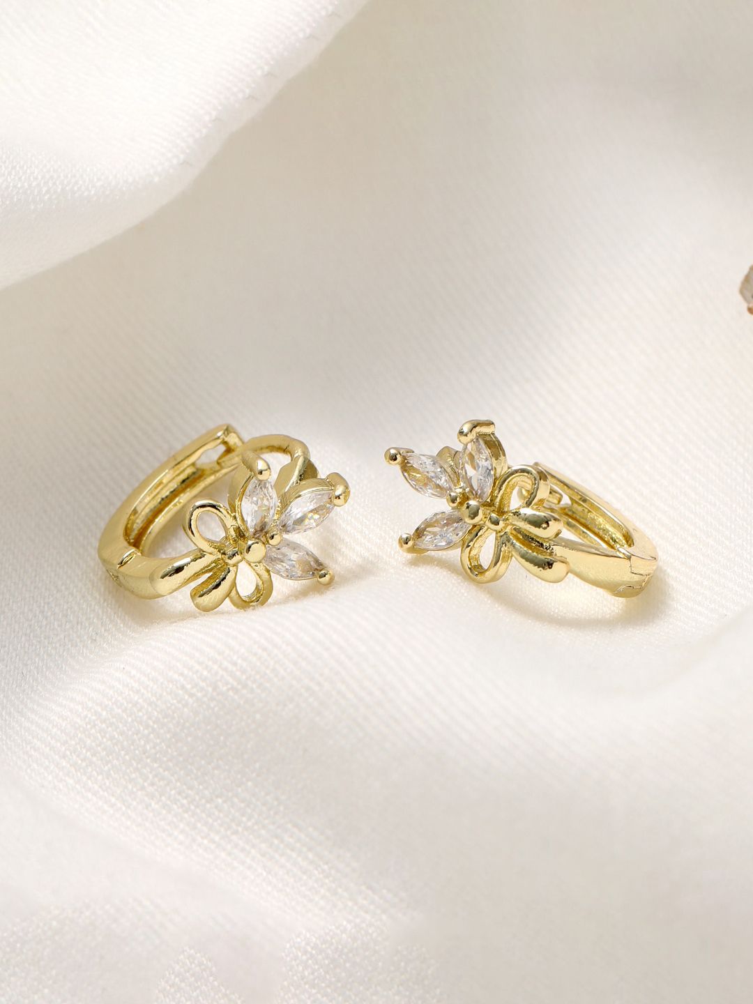 SALTY Gold-Plated Contemporary Artificial Stone Studded Studs Earrings