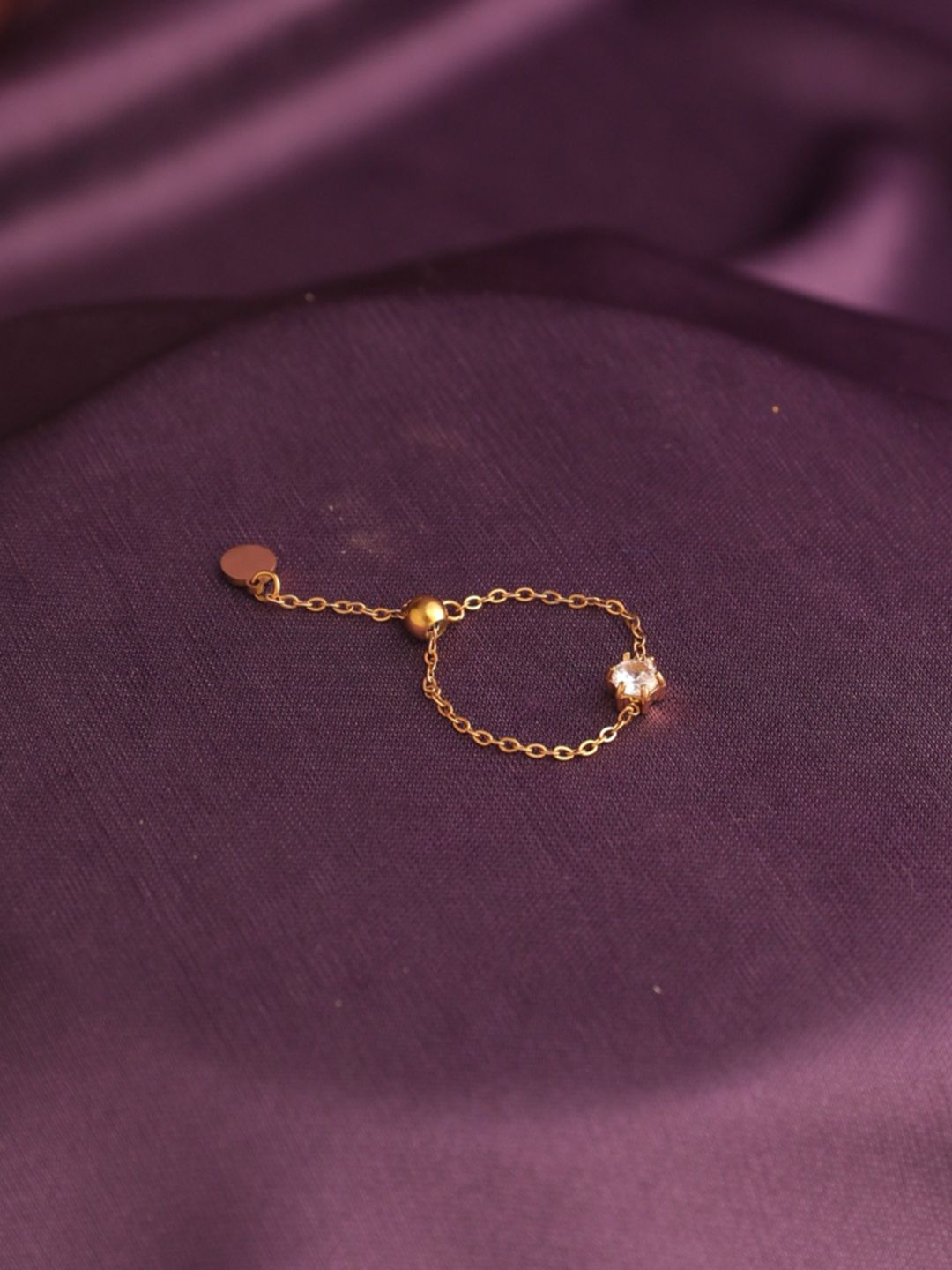 SALTY Women Champagne 14k Gold Plated Finger Chain