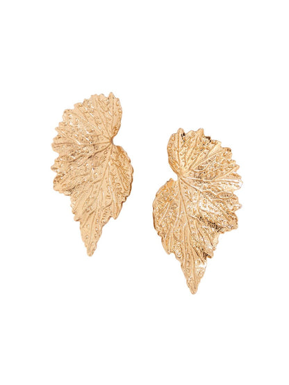 Gold-Plated Leaf Shaped Chunky Drop Earrings