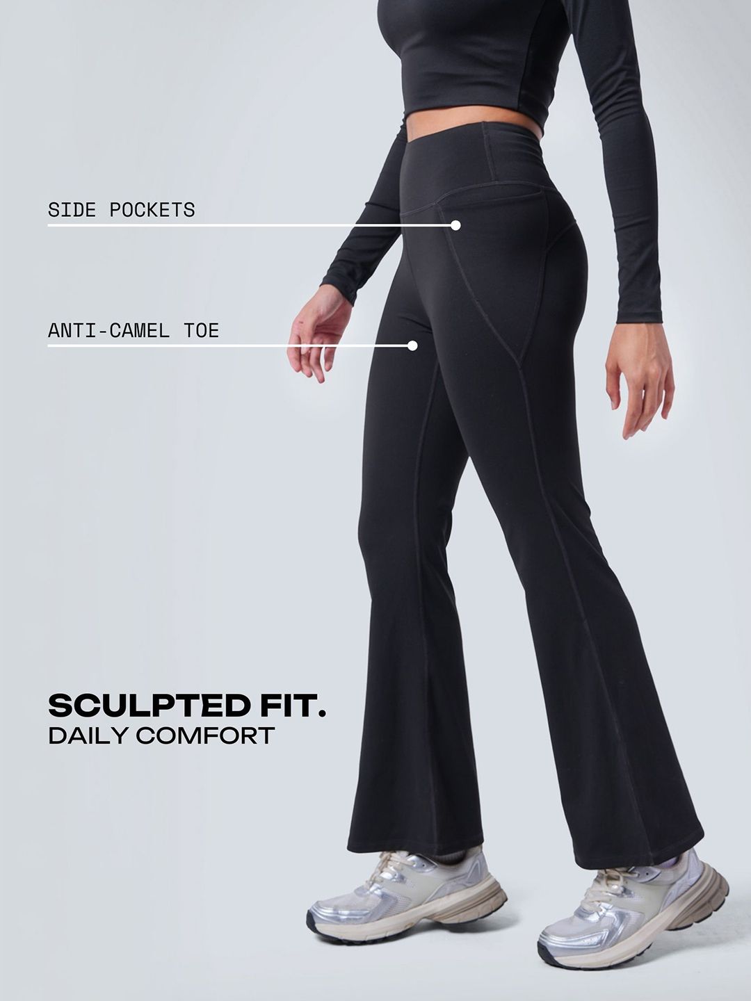 Black Petite Sculpt Bootcut Leggings