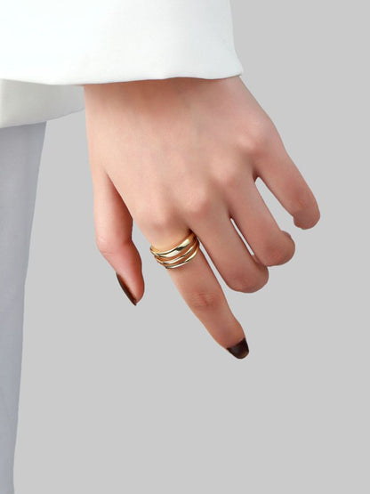 SALTY Women & Girls Stylish Adjustable Multi-Spiral Golden Finger Ring