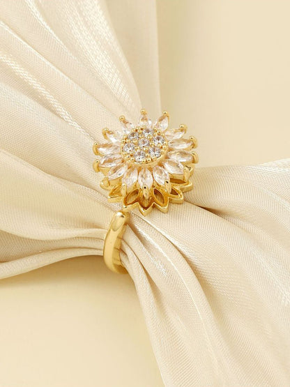 SALTY 14KT Gold Plated Crystal Stone Studded Finger Ring