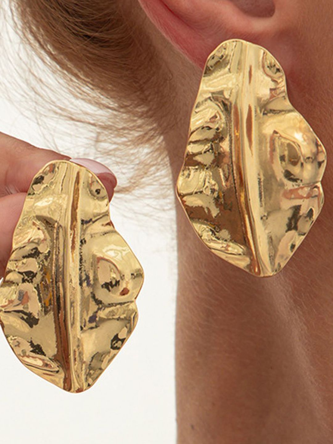 Gold-Plated Leaf Shaped Studs