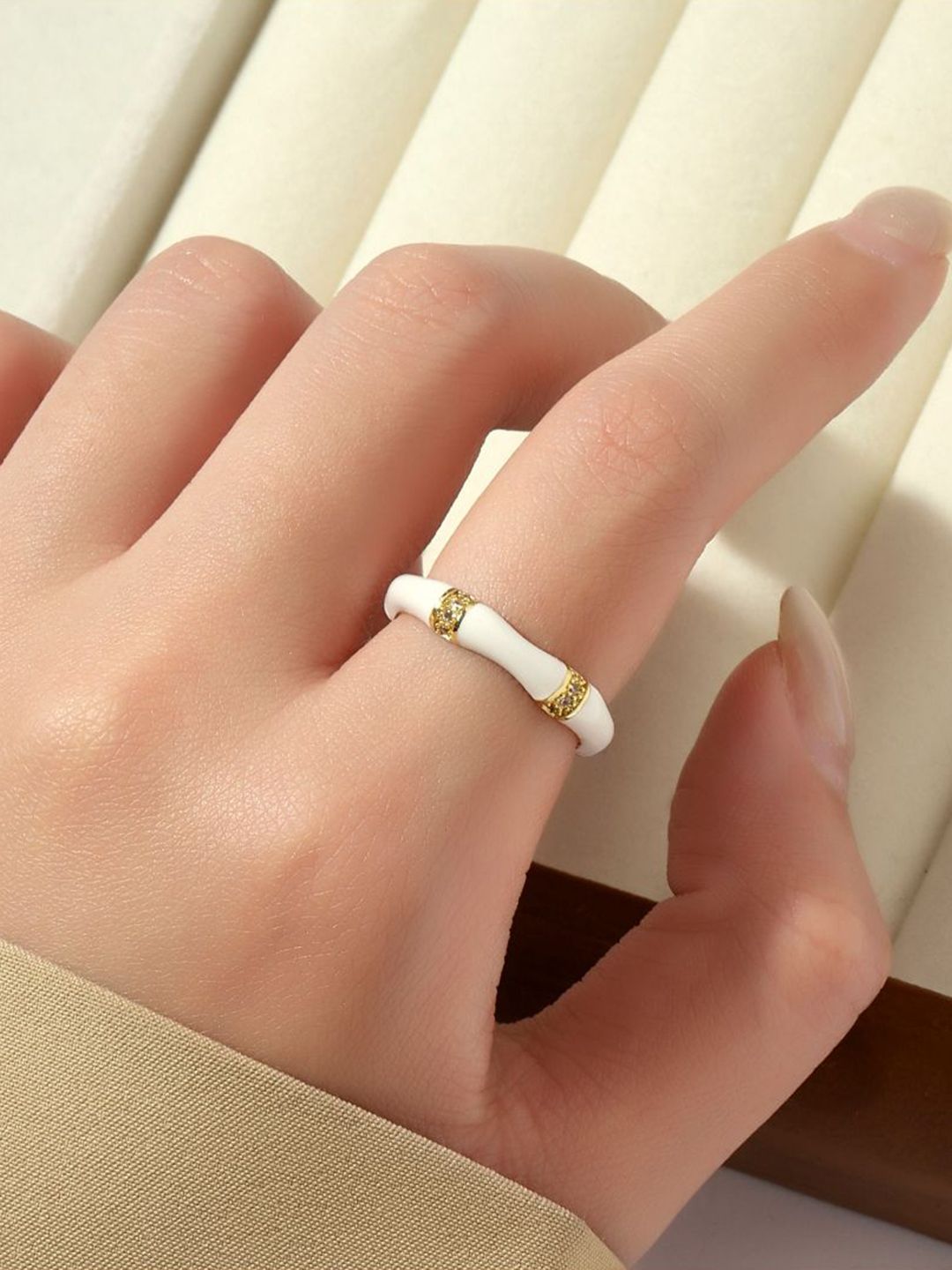 SALTY Stone Studded Honeyed Love Ring