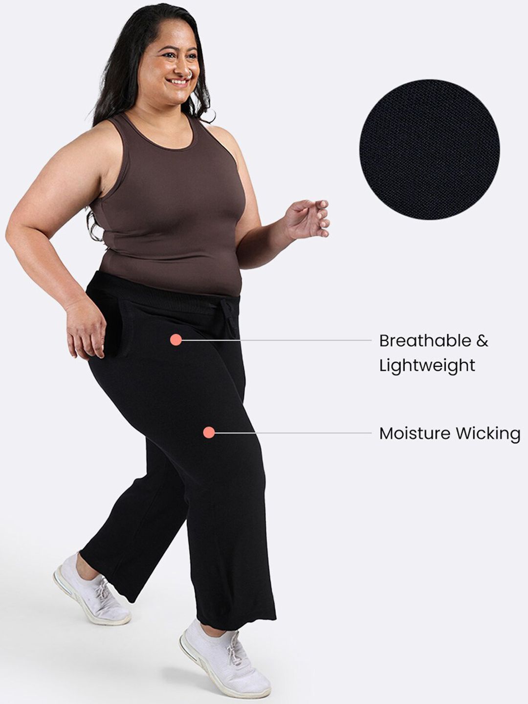 Women Move All Day Plus Size Relaxed-Fit Pure Cotton Trackpants
