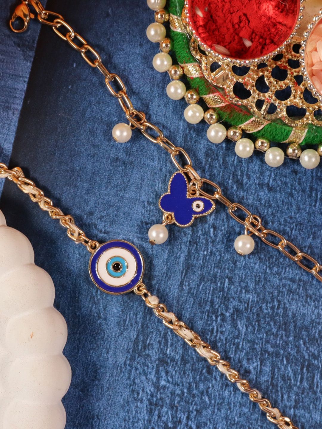 SALTY Set Of 2 Evil Eye Beaded Rakhi