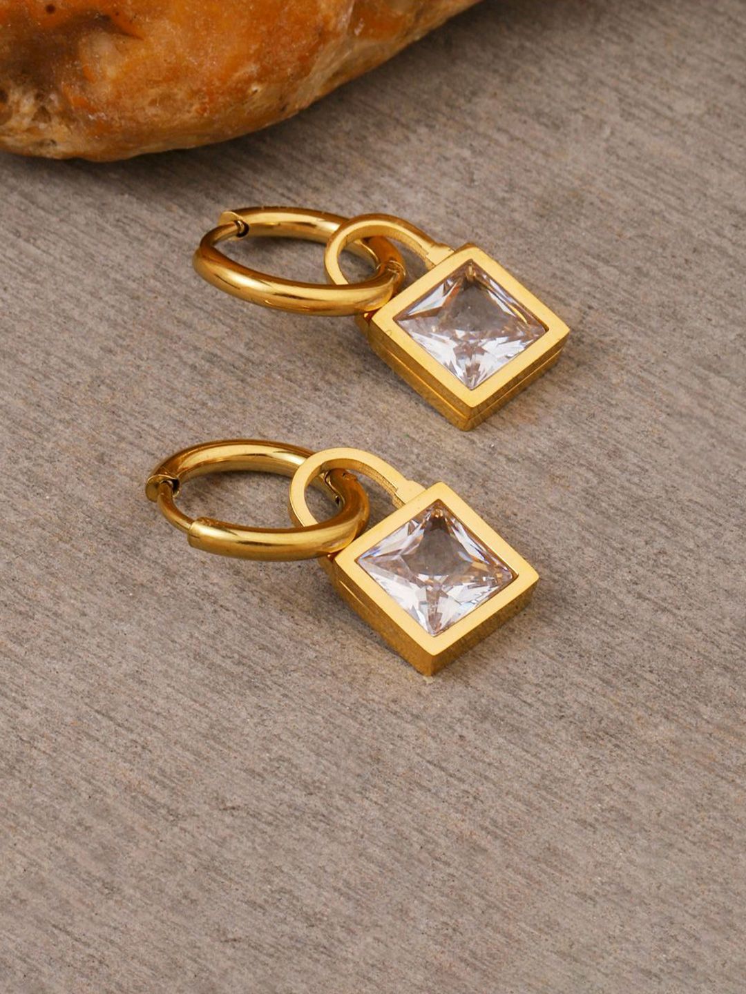 SALTY Rhapsodic Stainless Steel Contemporary Half Hoop Earrings
