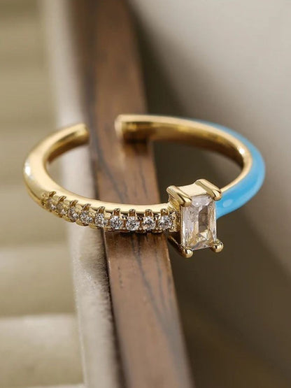 SALTY Stone-Studded Adjustable Finger Ring