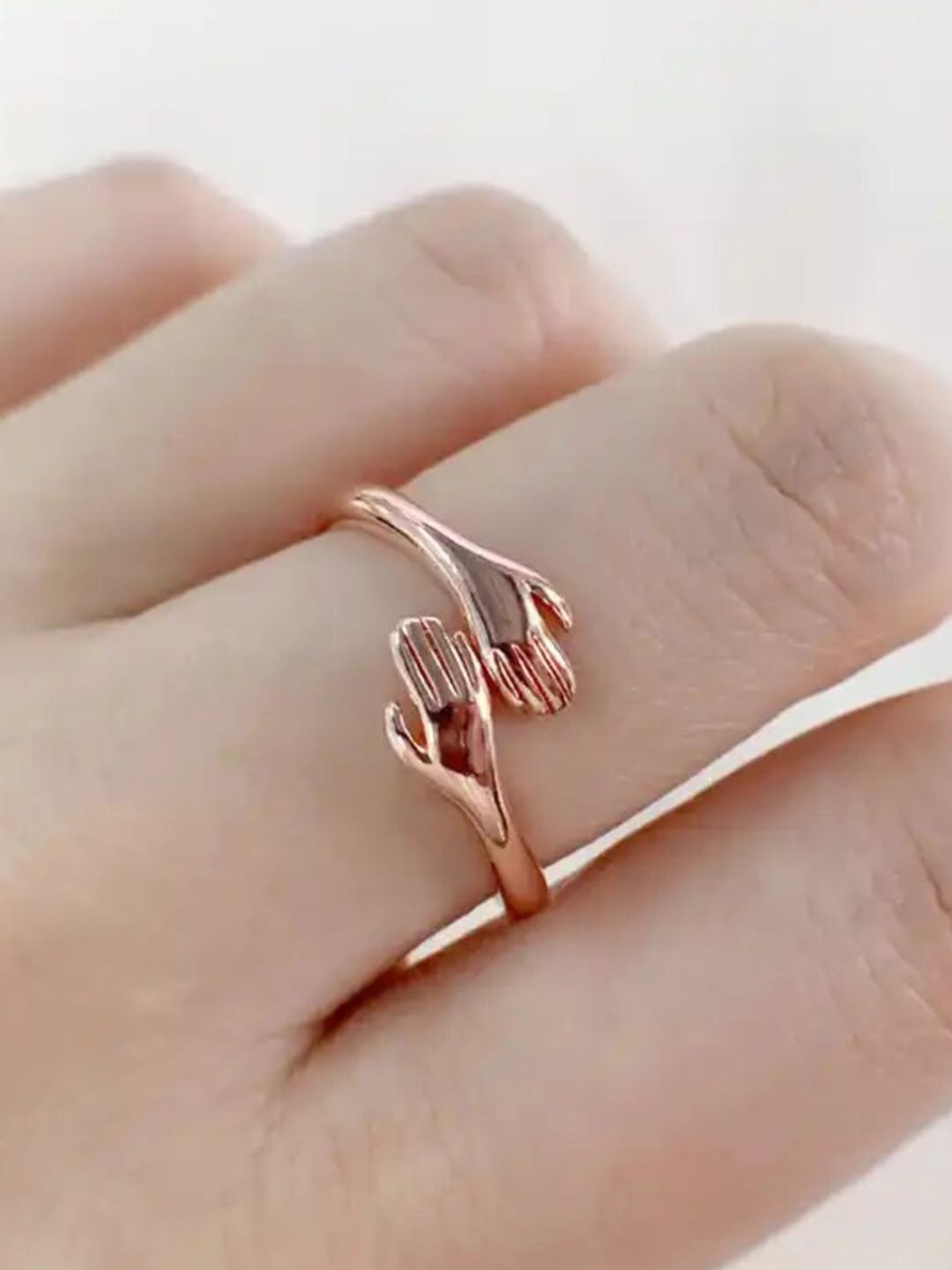 SALTY Stainless Steel Hug Promise Detail Adjustable Ring