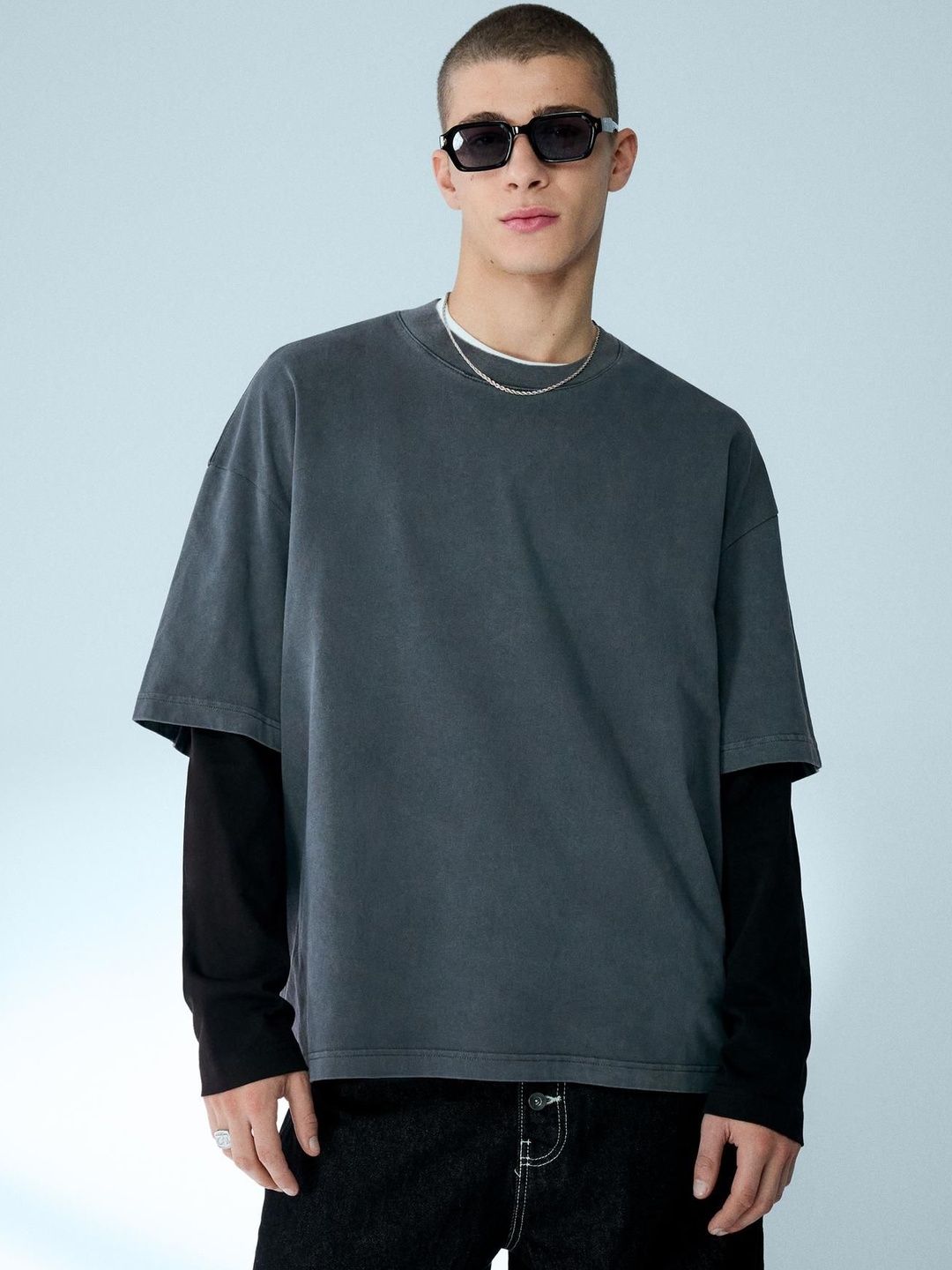 Double sleeve print T-shirt