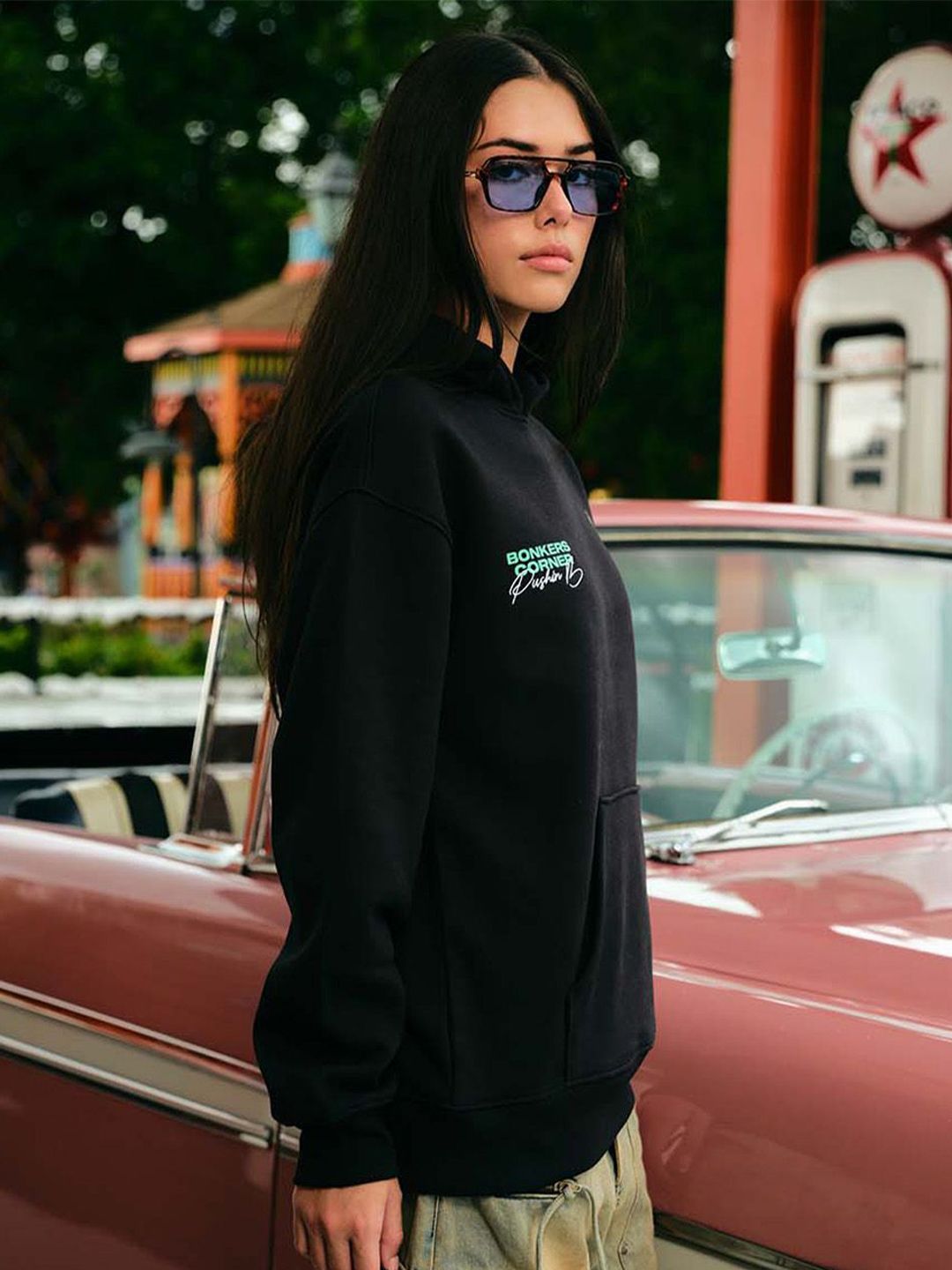 Women Printed Hooded Pullover Sweatshirt