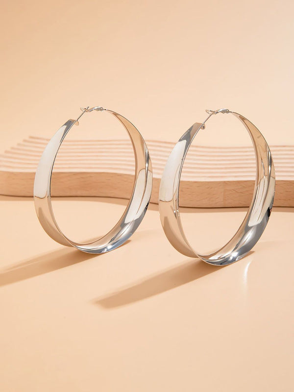 Silver-Plated Circular Hoop Earrings