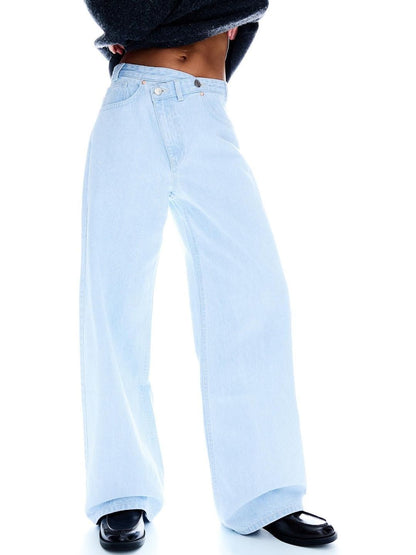 High-waist Wide-Leg Crossover Jeans