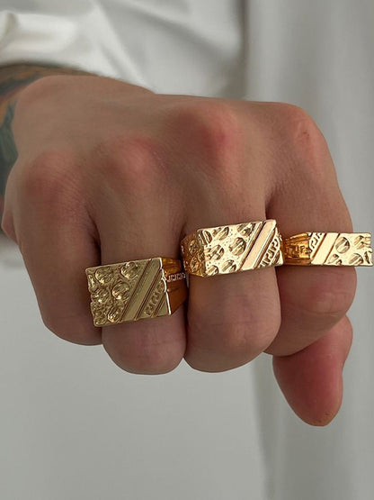 Men Set Of 3 Gold-Plated Finger Ring