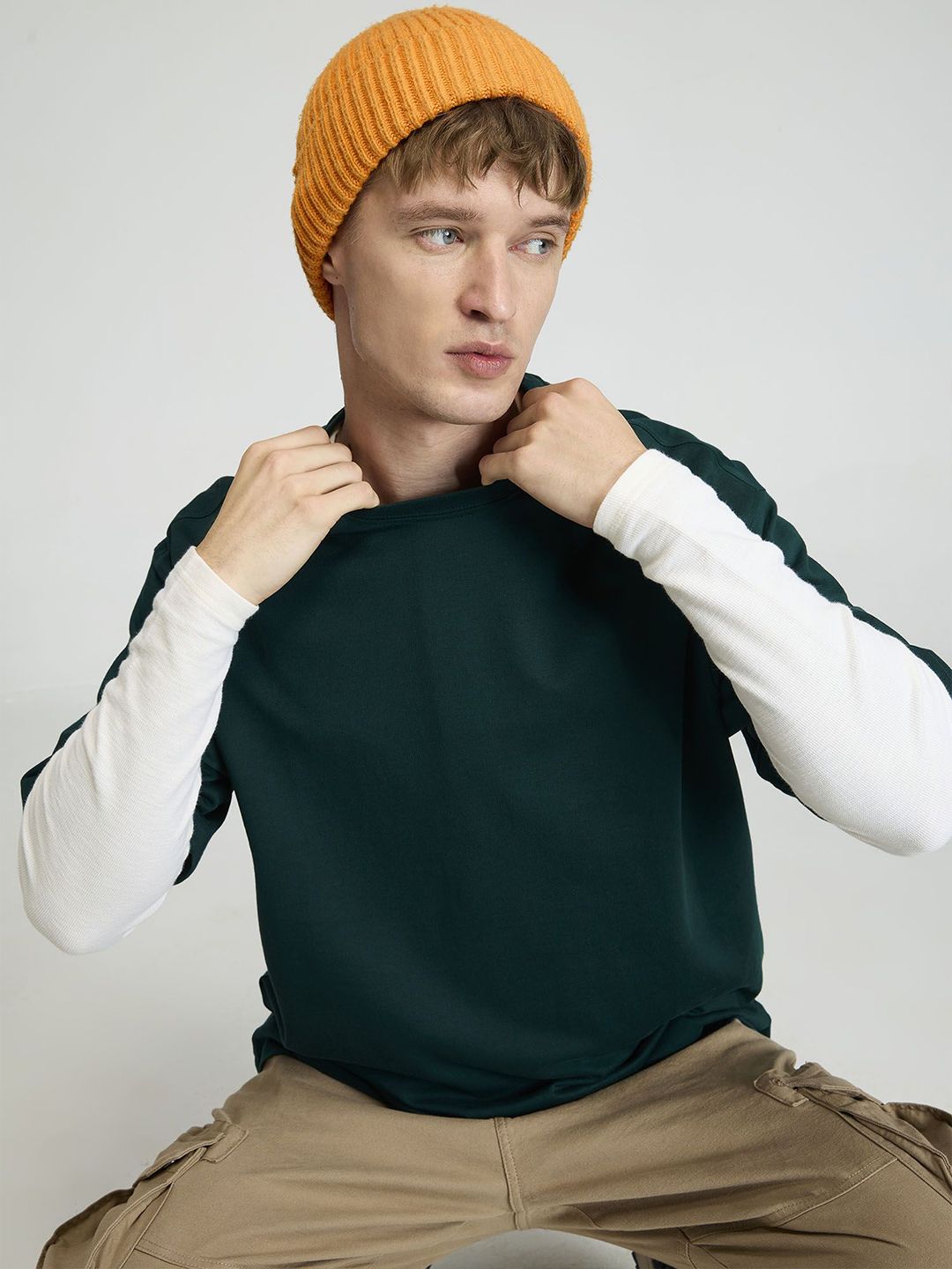 Men Pine Trackline Oversized Printed Cotton Tee