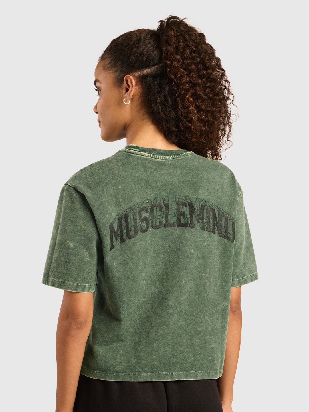 Women Typography Printed Acid Wash Cotton Oversized T-shirt