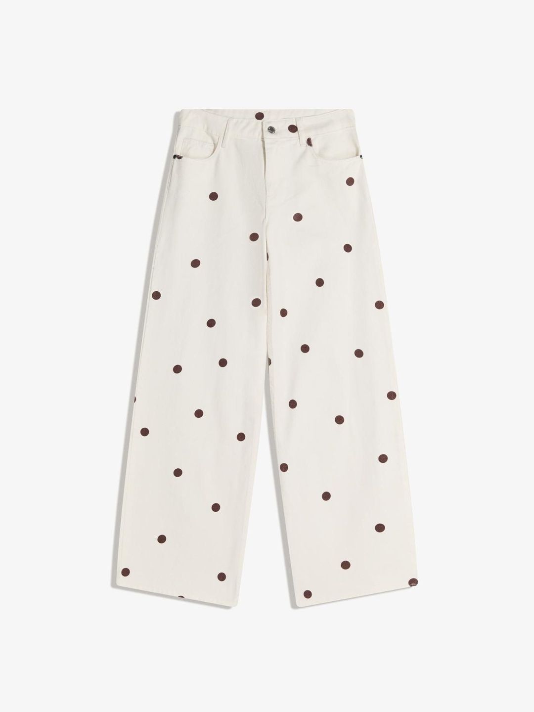 Women Wide-leg polka dot jeans