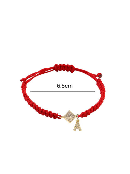 SALTY Pack of 2 Women Red Thread Initial Bracelet - Alphabet-C