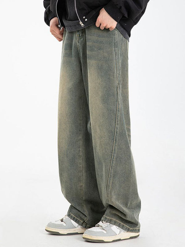 Men Wide Leg Mid-Rise Jeans