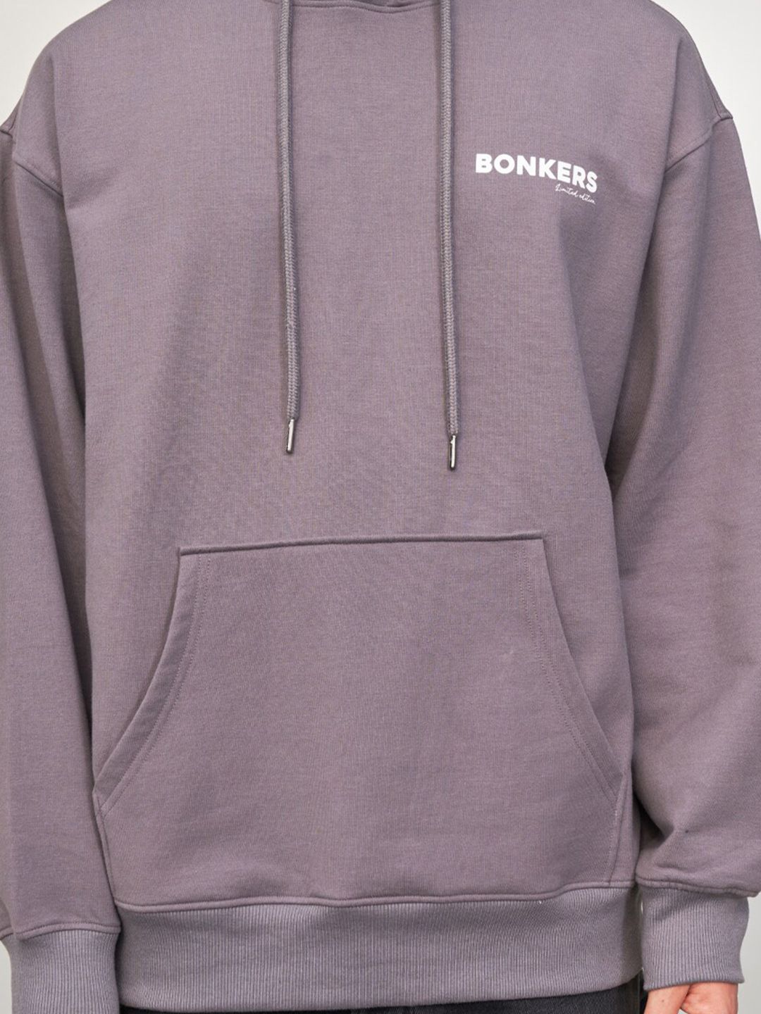 Typography Printed Hooded Long Sleeves Cotton Pullover Sweatshirt
