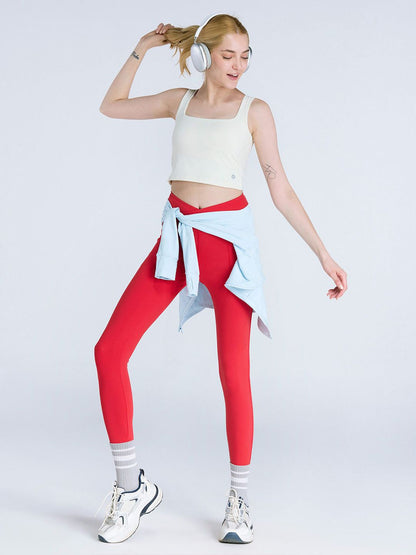 Ivory Striped Back Crop Tank