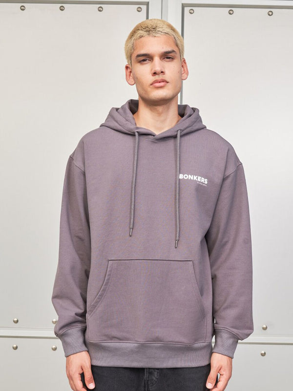 Typography Printed Hooded Long Sleeves Cotton Pullover Sweatshirt