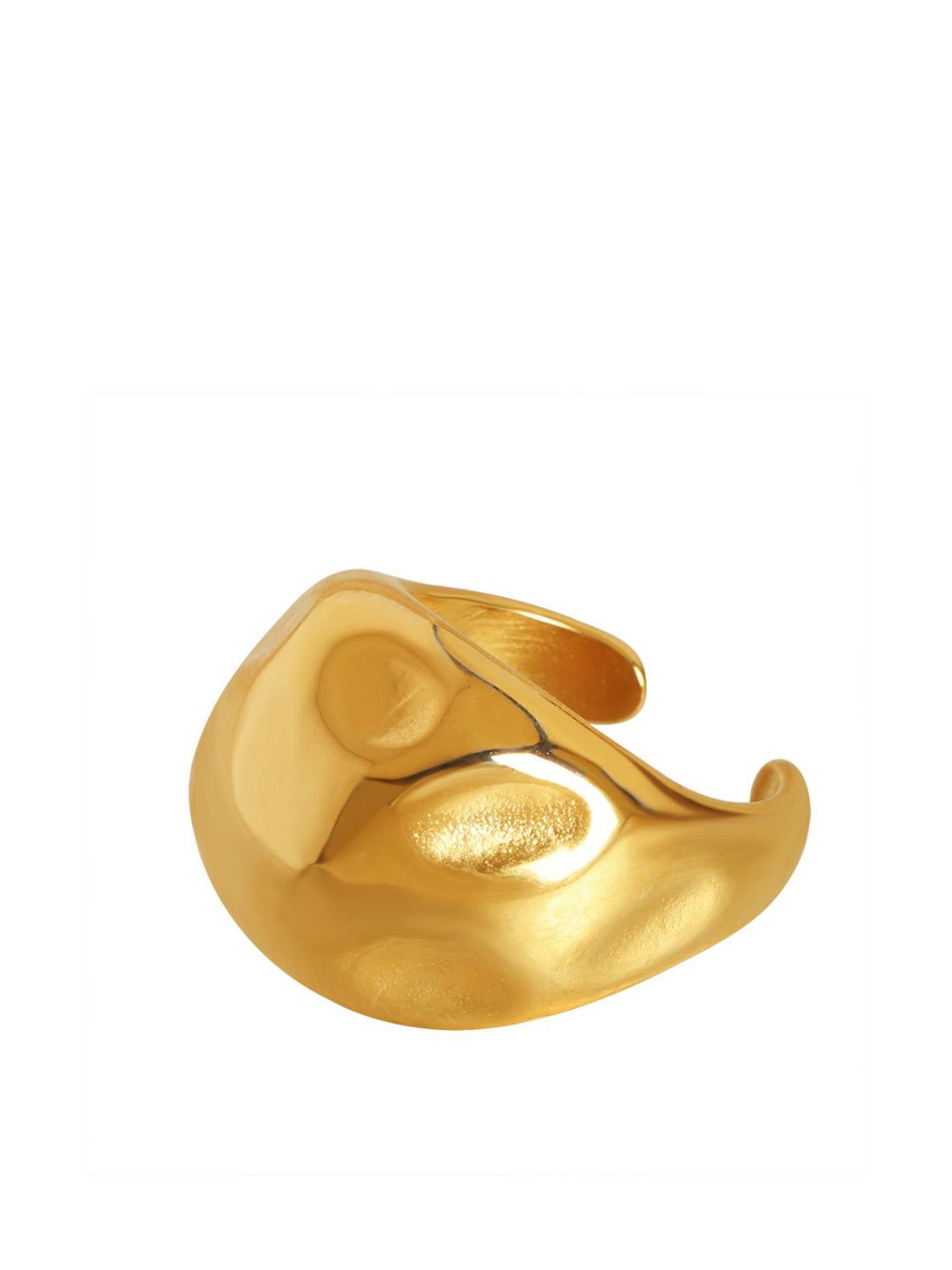 SALTY Gold-Plated Stainless Steel Glamour Chunk Adjustable Finger Ring
