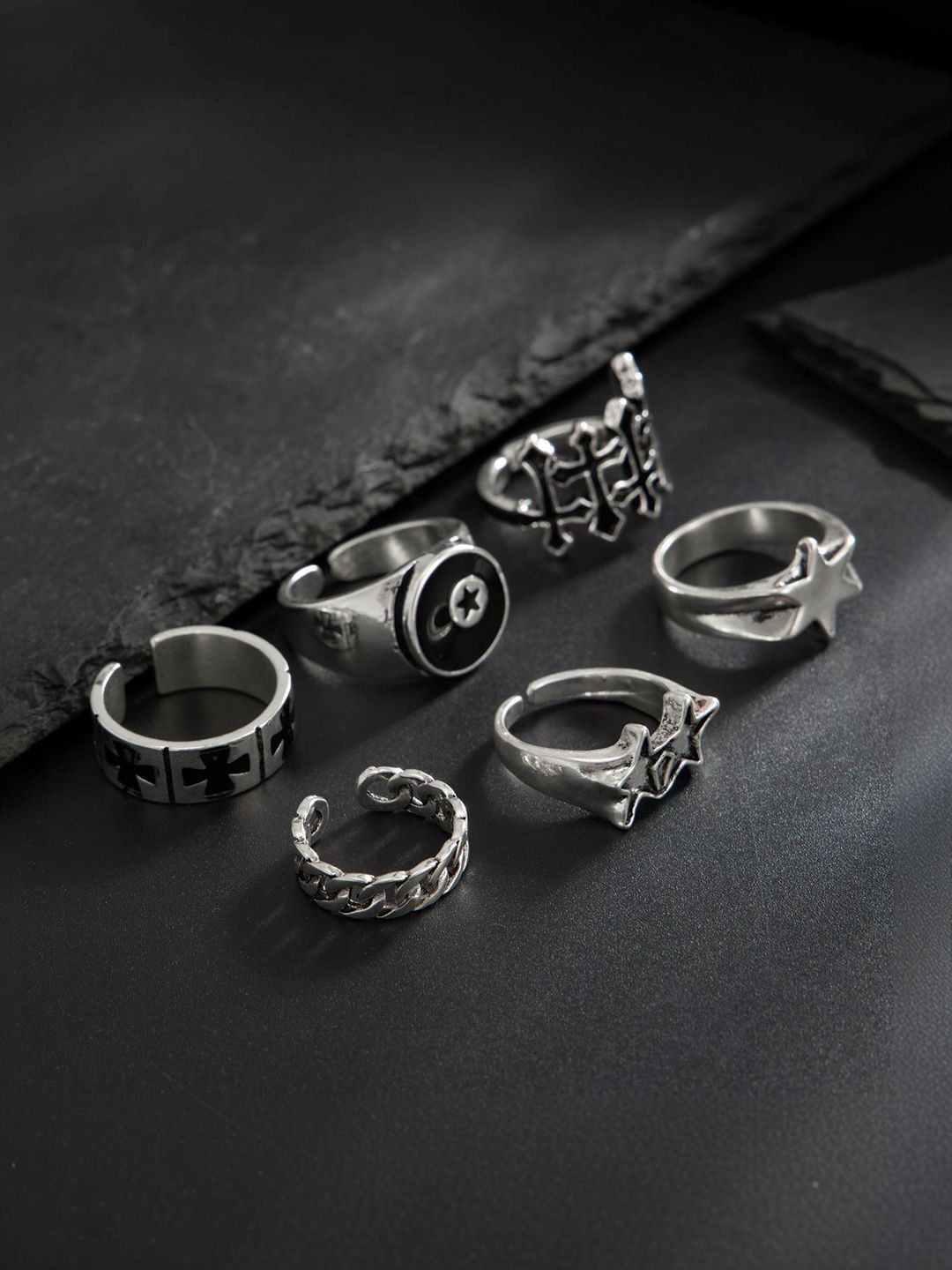 Set of 6 Silver-Plated Finger Ring
