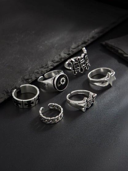 Set of 6 Silver-Plated Finger Ring