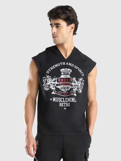 Men X-Dry Soft Typography Printed Hooded T-shirt