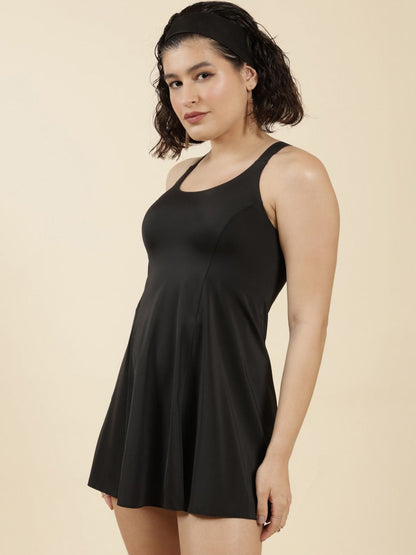 Racer Back UPF 40+ Protection Swimming Dress With Attached Shorts