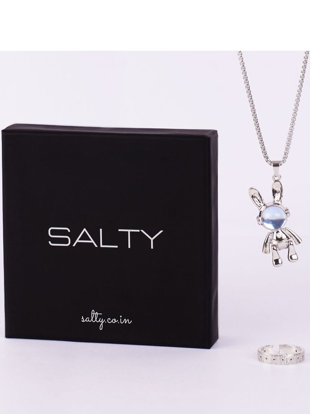 Spaceman Stainless Steel Chain and Cardinal Elegance Ring Combo Jewelry Set