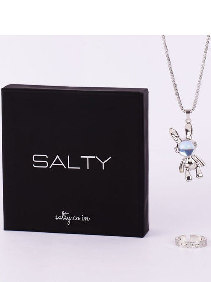Spaceman Stainless Steel Chain and Cardinal Elegance Ring Combo Jewelry Set