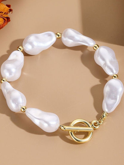 Women Pearls Handcrafted Gold-Plated Armlet Bracelet