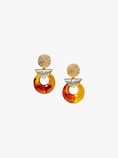 Gold-Plated Circular Drop Earrings