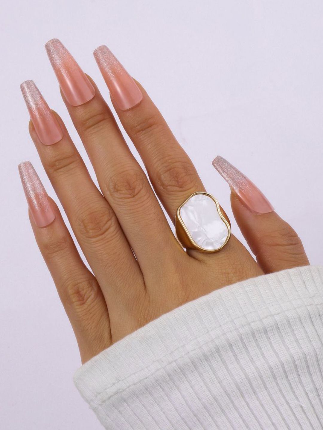 SALTY Pack of 2 Women Mother Of Pearl Enamel Ring