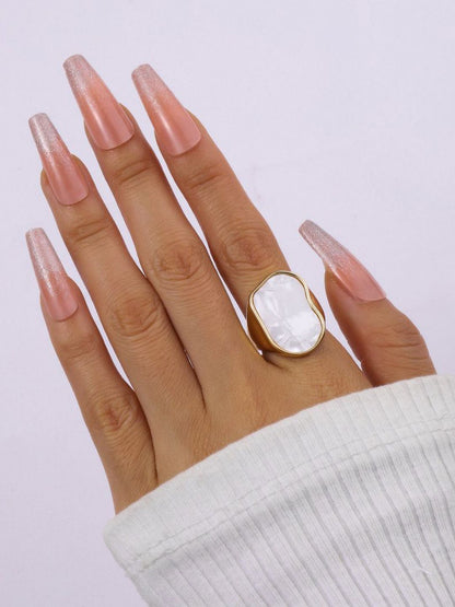 SALTY Pack of 2 Women Mother Of Pearl Enamel Ring