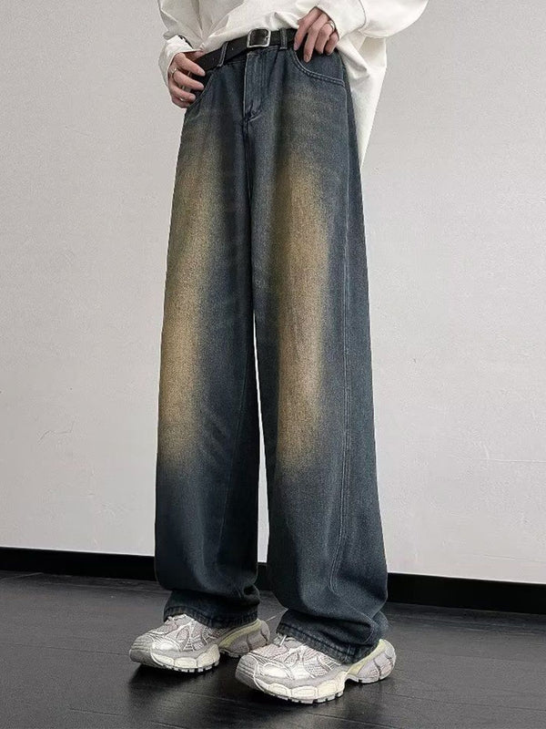 Men Mid-Rise Heavy Fade Wide Leg Jeans