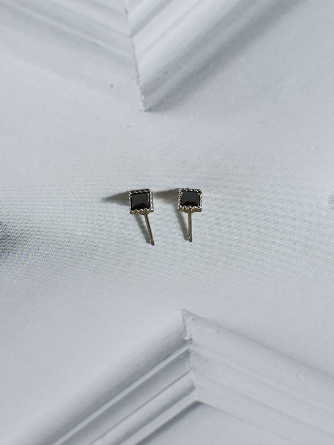 SALTY Men Stone Studded Square Studs Earrings