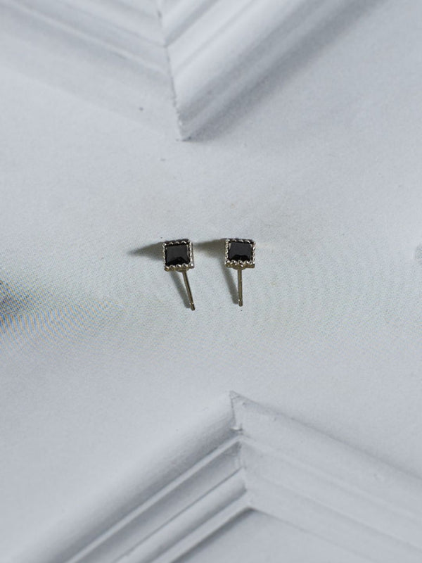 SALTY Men Stone Studded Square Studs Earrings