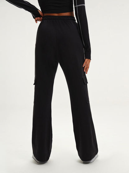 Kenya Black Wide Cargo Joggers
