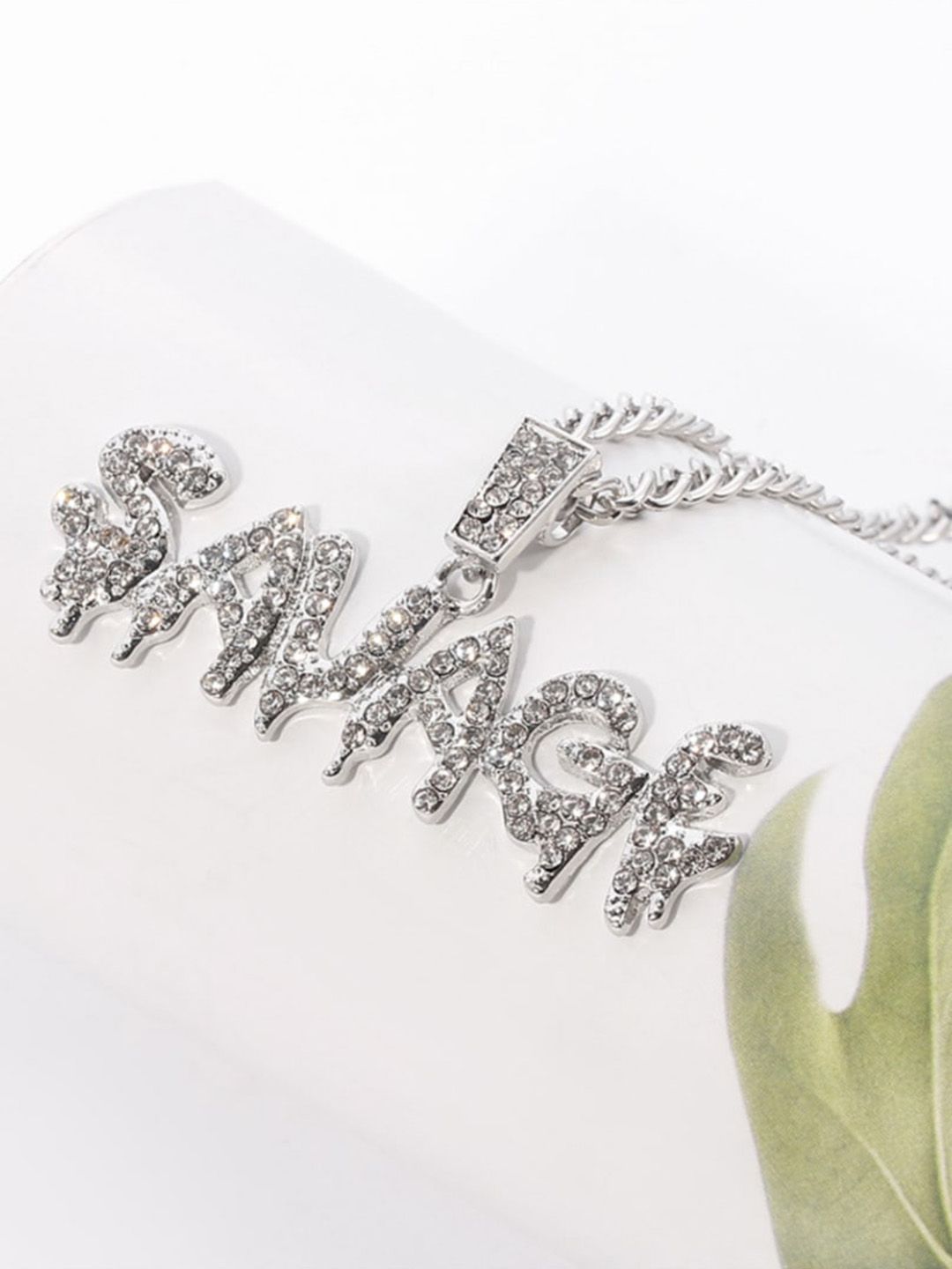 SALTY Silver-Plated Contemporary Pendant With Chain