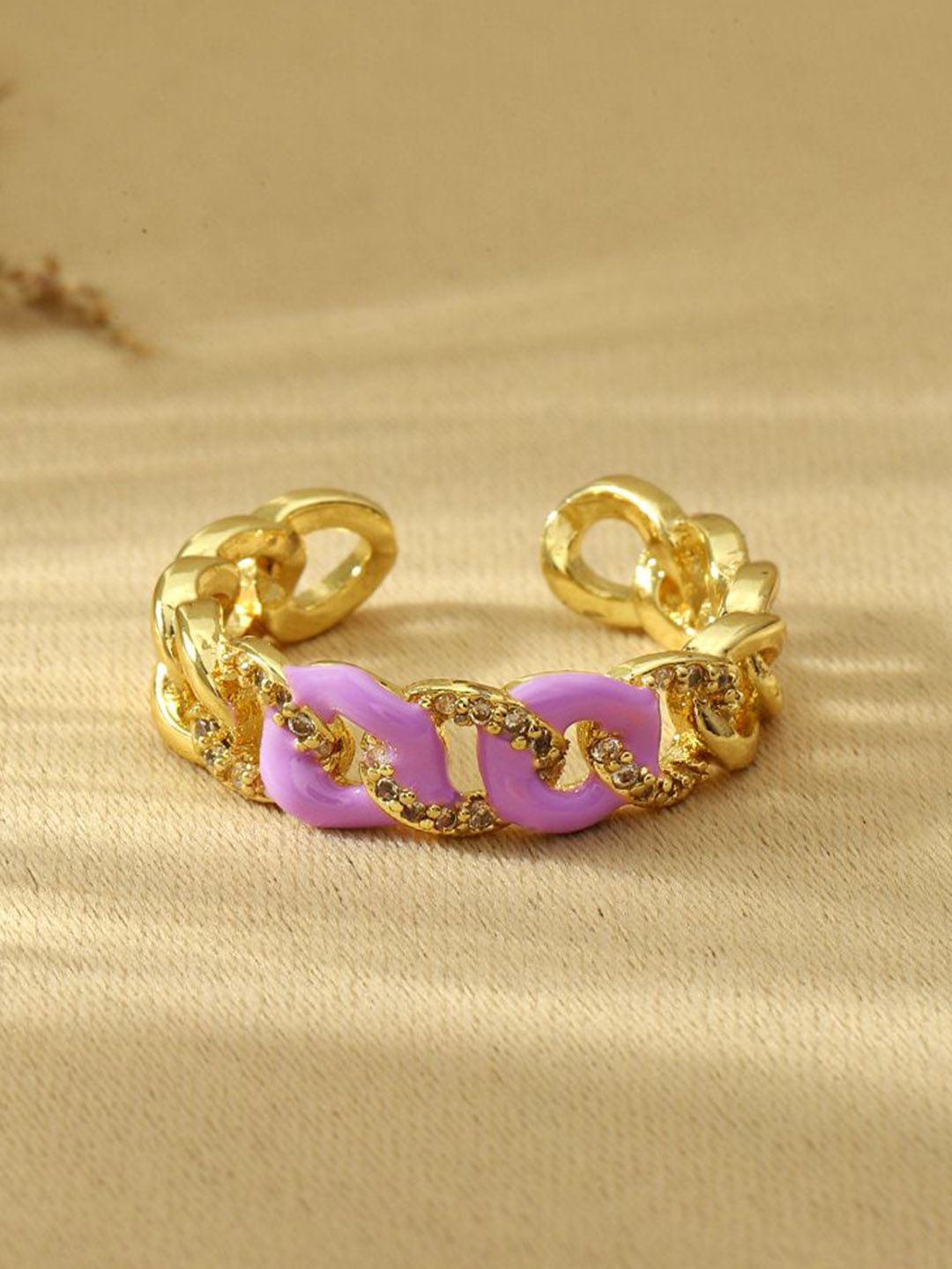 SALTY Stone-Studded Adjustable Finger Ring
