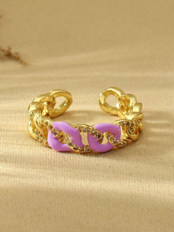 SALTY Stone-Studded Adjustable Finger Ring