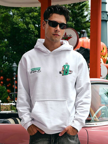 Men Printed Hooded Pullover Sweatshirt