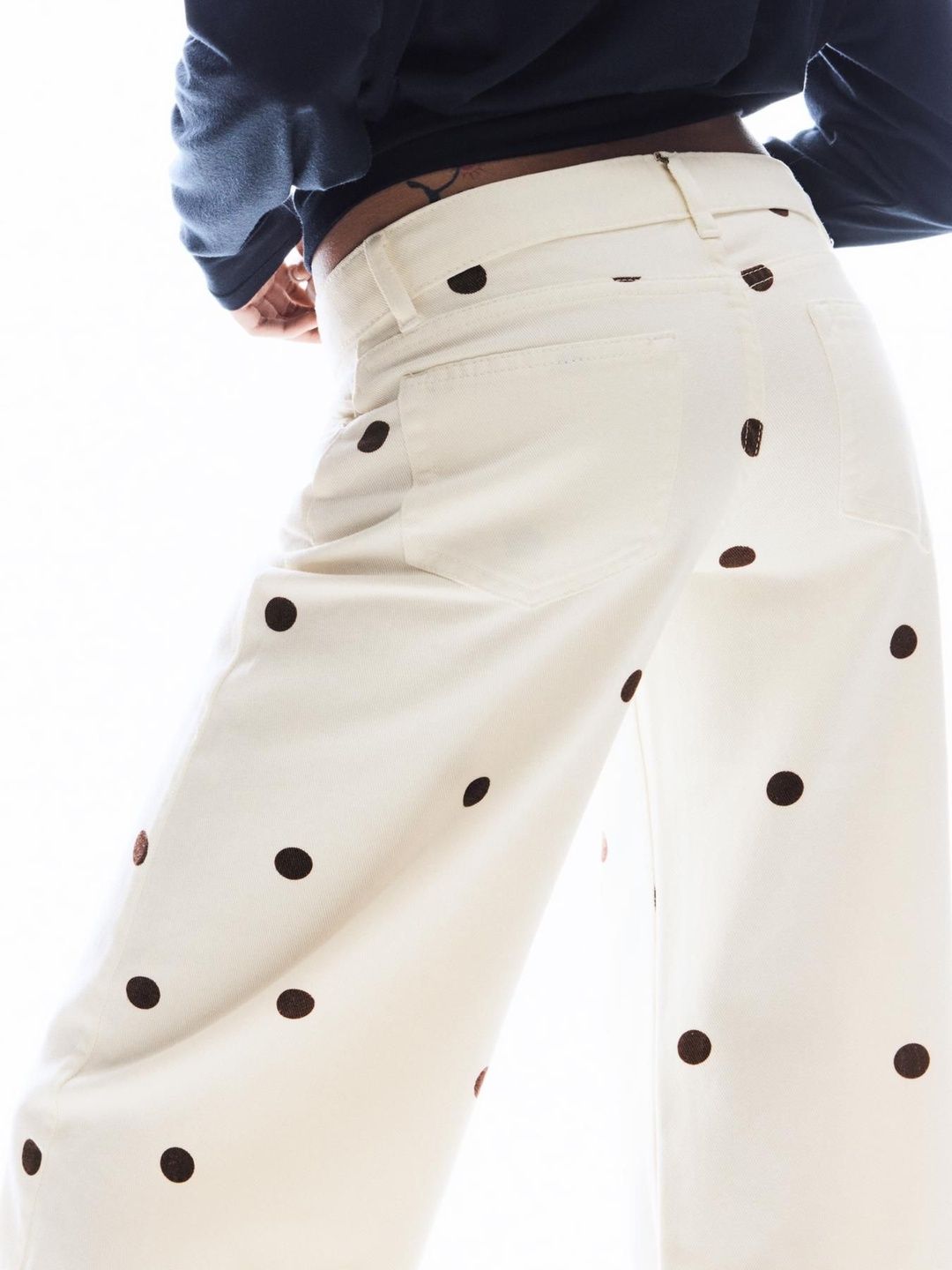 Women Wide-leg polka dot jeans