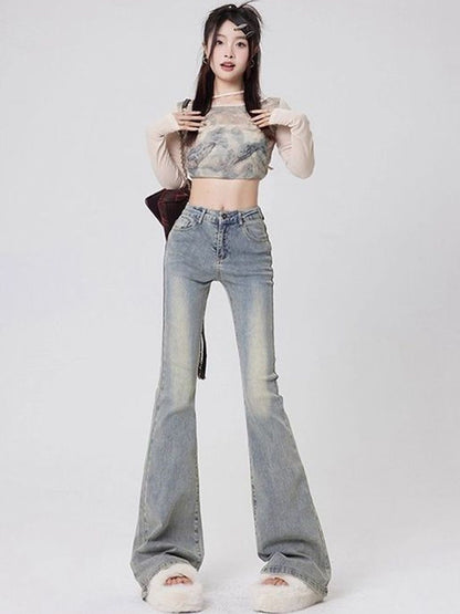 Women Wide Leg High-Rise Light Fade Jeans