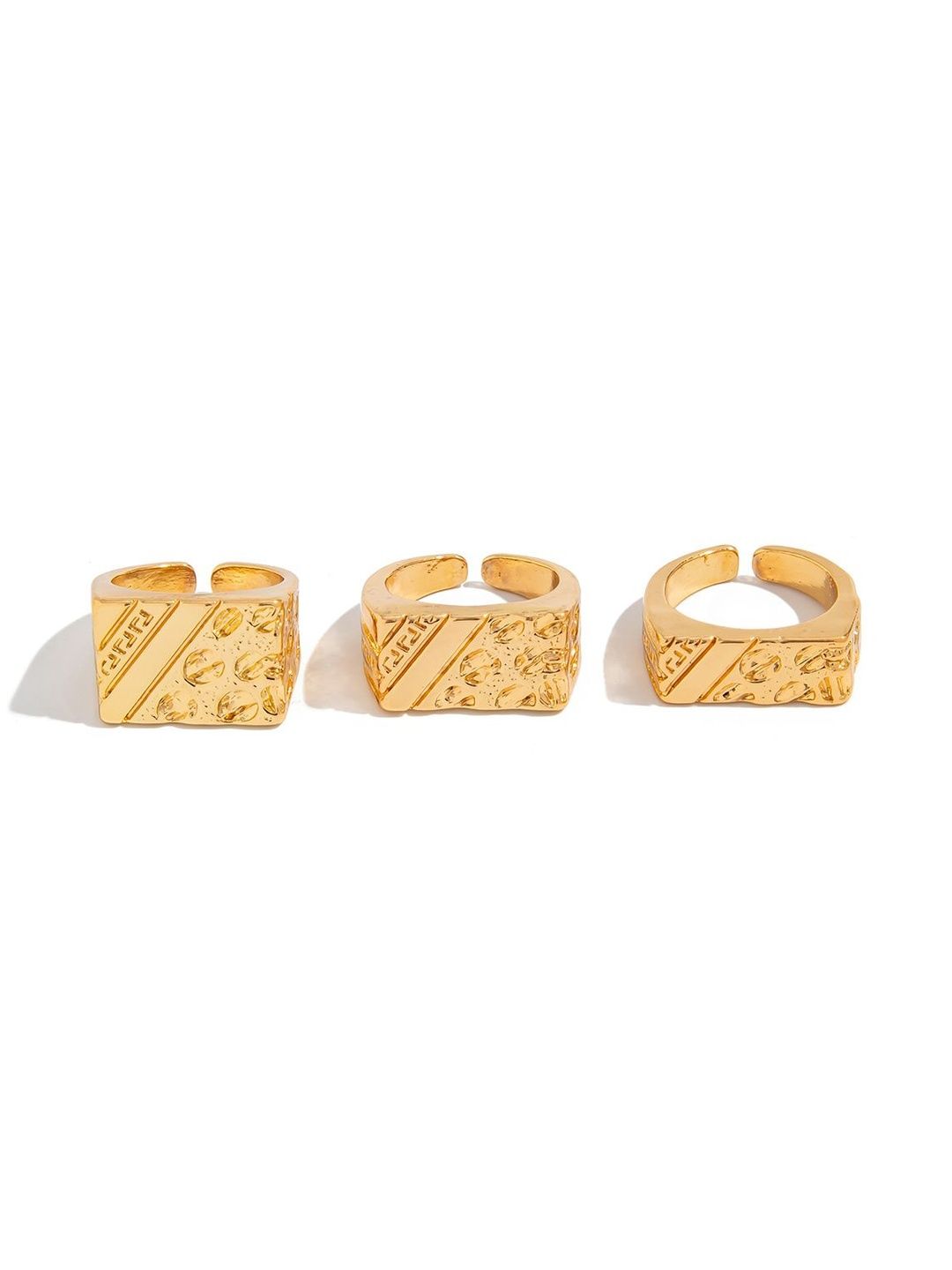 Men Set Of 3 Gold-Plated Finger Ring