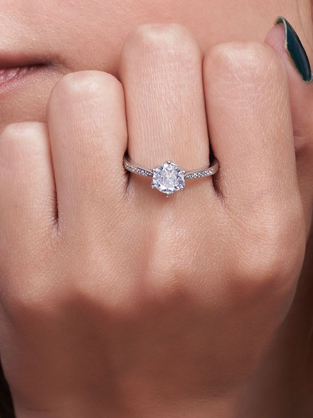 SALTY Pack of 2 Women Luster Silver Promise Ring