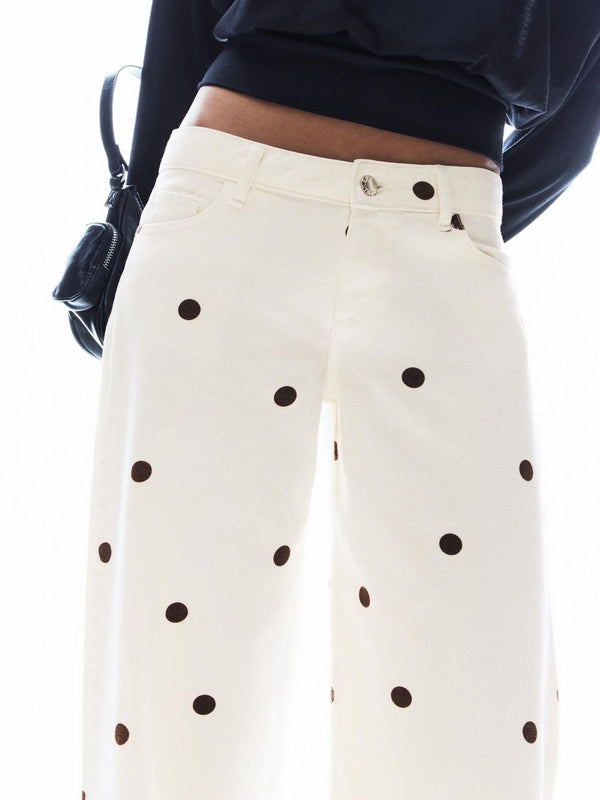 Women Wide-leg polka dot jeans